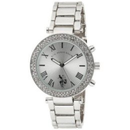 U.S. Polo Assn. Reloj de vestir de cuarzo plateado para mujer