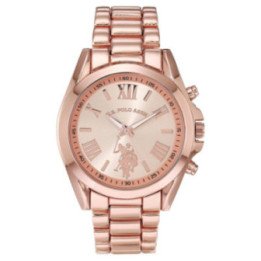 U.S. Polo Assn. Reloj cronógrafo de oro rosa para mujer - acabado pulido con números romanos
