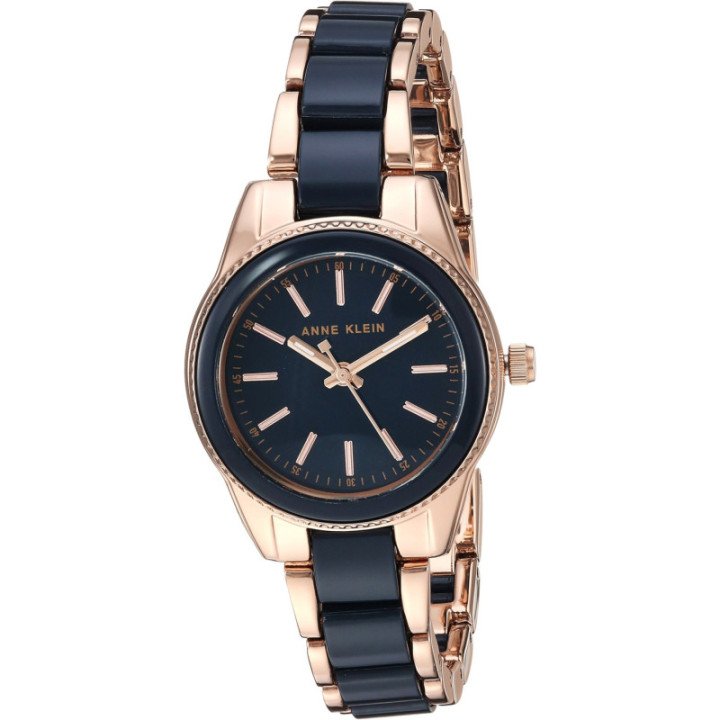 Reloj de pulsera de resina para mujer — Color: Oro rosa/azul marino